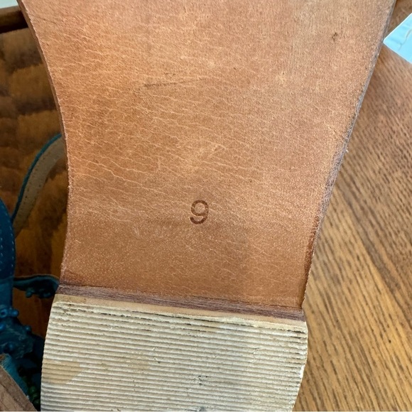 Miss Albright Suede, Beaded, Floral, Leather, Ankle Strap, Turquoise, Size 9 - Picture 8 of 10